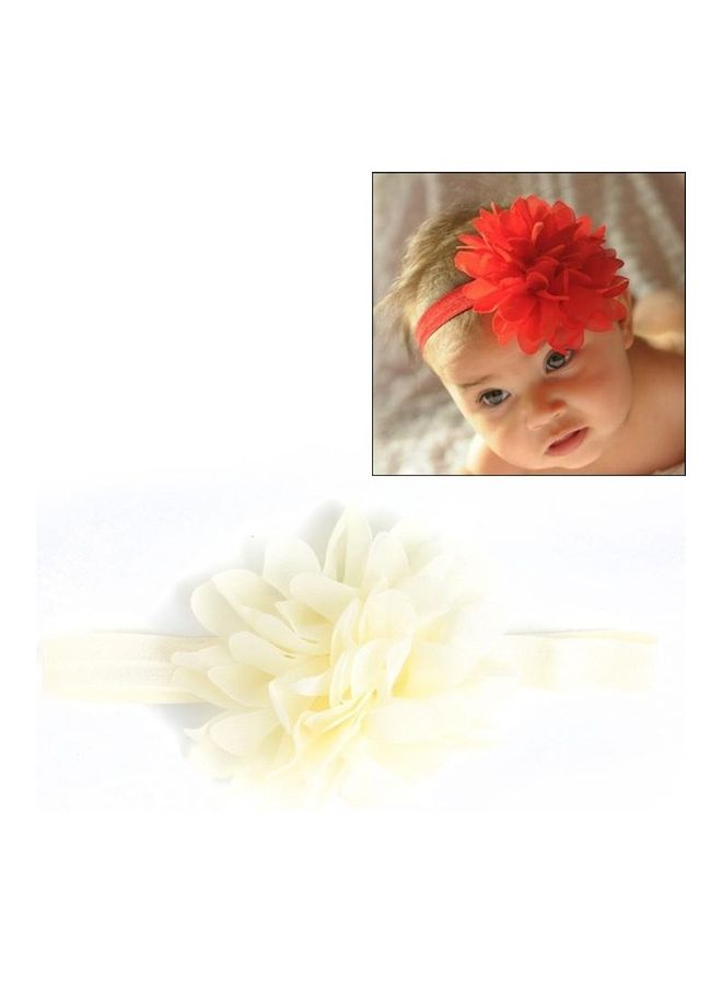 BGM Baby Girl Elastic Hairband Children Hair Wear Flower Headband Beige - Image 1