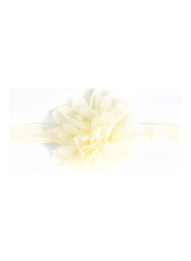 BGM Baby Girl Elastic Hairband Children Hair Wear Flower Headband Beige - Image 2