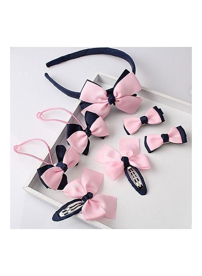 BGM 7-Piece Children Bow Hairband Pink/Navy