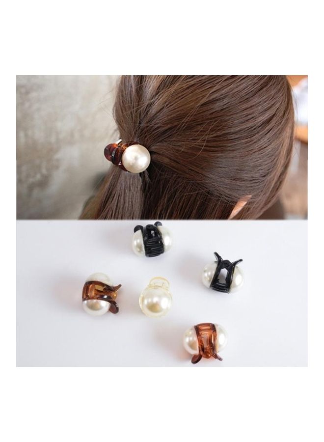 BGM Girls Pearl Mini Hair Claw Brown/White 2.4cm - Image 3