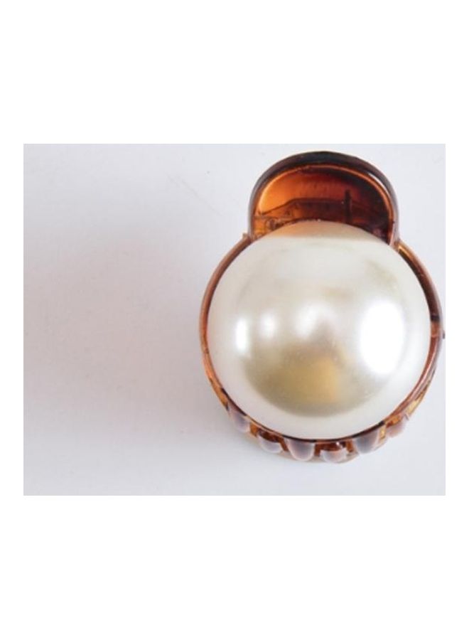 BGM Girls Pearl Mini Hair Claw Brown/White 2.4cm - Image 2