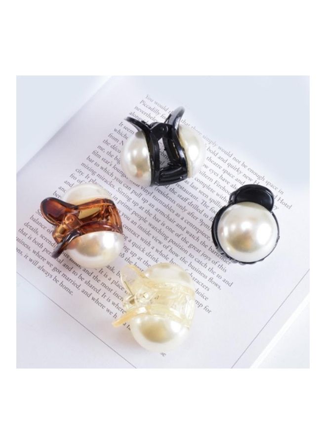 BGM Girls Pearl Mini Hair Claw Brown/White 2.4cm - Image 4