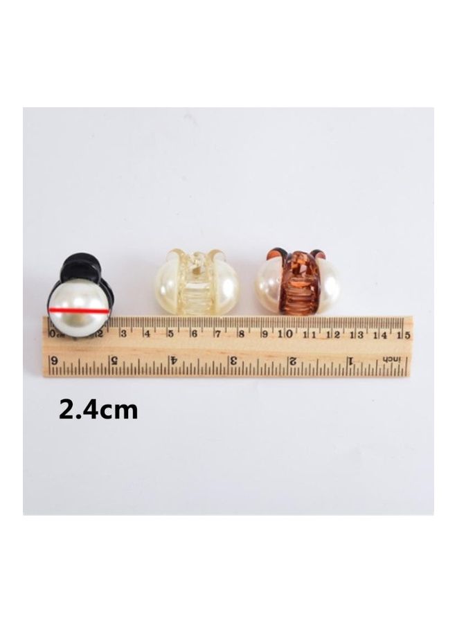 BGM Girls Pearl Mini Hair Claw Brown/White 2.4cm - Image 5