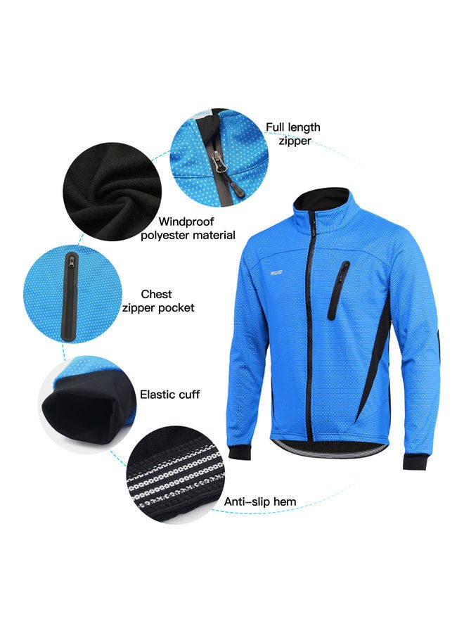 Generic Cycling Winter Jacket for Men Blue S  - Image 3