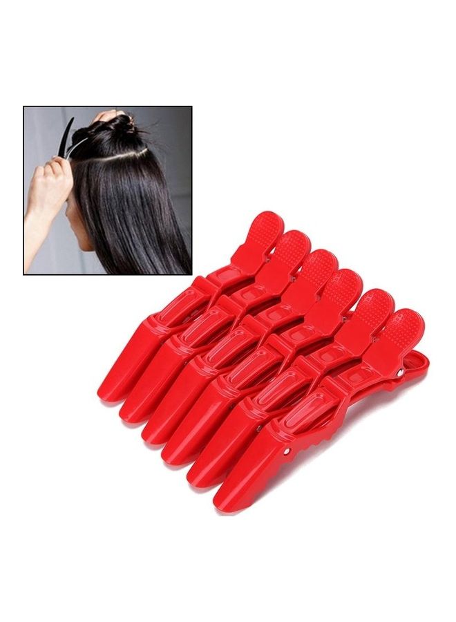 بي جي إم طقم مشابك شعر خاصة غير قابلة للانزلاق، مناسبة لصالونات الحلاقة وتصفيف الشعر، مكونة من 6 قطع أحمر - Image 1