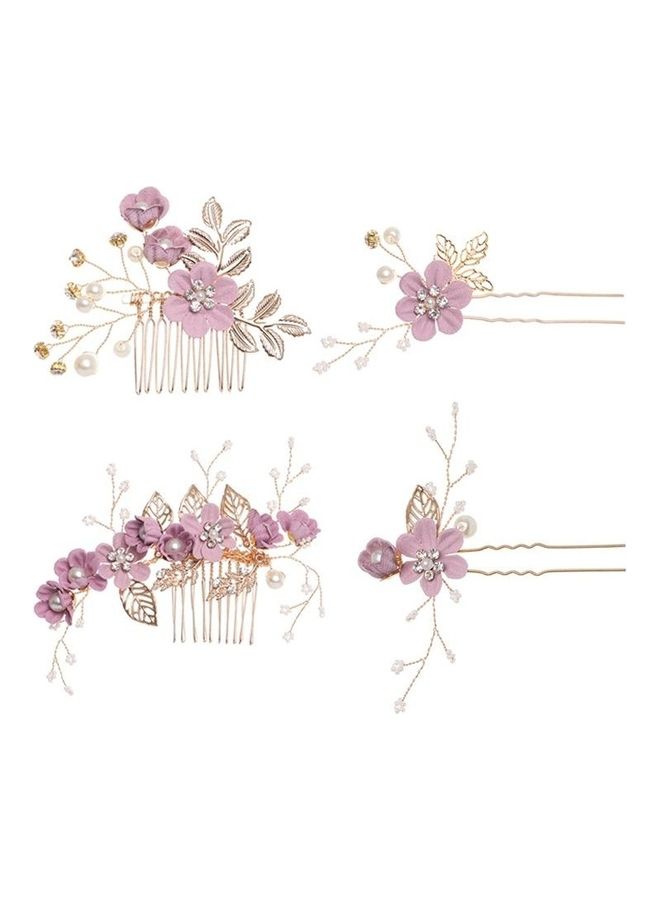 BGM Fashion Flower Jewelry Hair Pins Purple Sets - Image 2