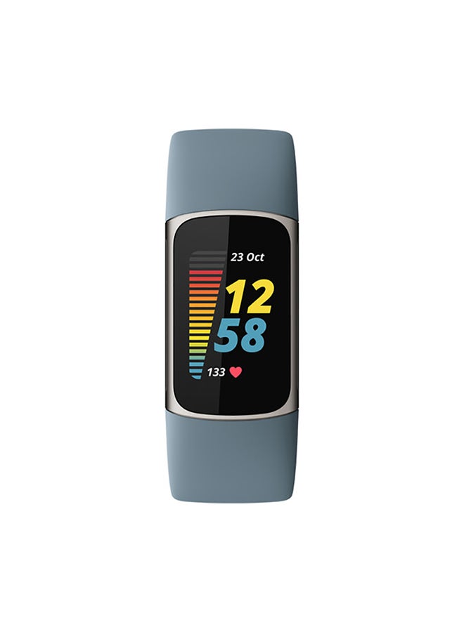 Fitbit - Charge 5 Advanced Fitness + Health Tracker with Tools for Heart Health Stress Management And Daily Readiness Score Steel Blue/Platinum Stainless Steel - Image 1