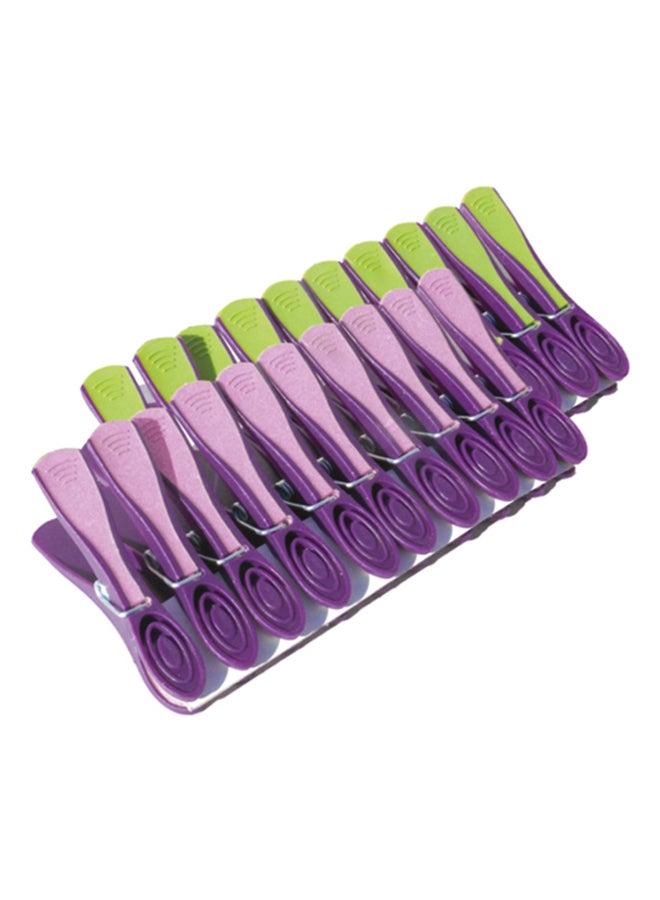 YORK 10-Piece Cloth Peg Set Purple/Green 1.1x2.7x0.6cm - Image 1