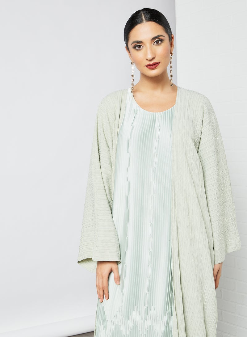 Bousni Pistachio Pleated Inner Abaya Green  - Image 4