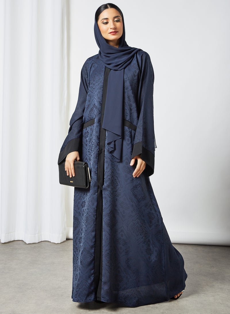 بوسني عباءة مطبوعة ذاتيًا أزرق كحلي - Image 3