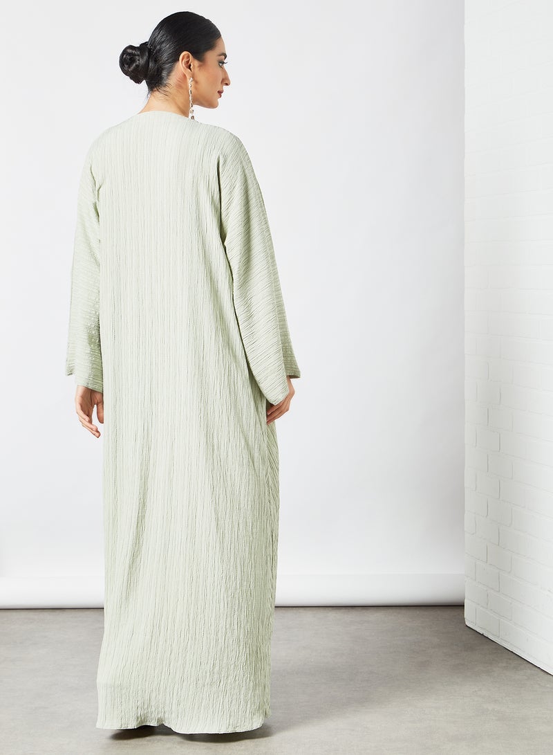 Bousni Pistachio Pleated Inner Abaya Green  - Image 2