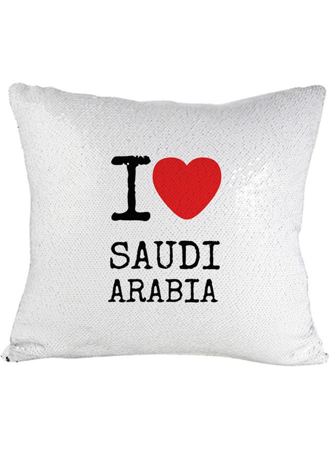 إم إي سي وسادة نوم مطبوع عليها عبارة 'I Love Saudi Arabia' أزرق فاتح 40x40سم