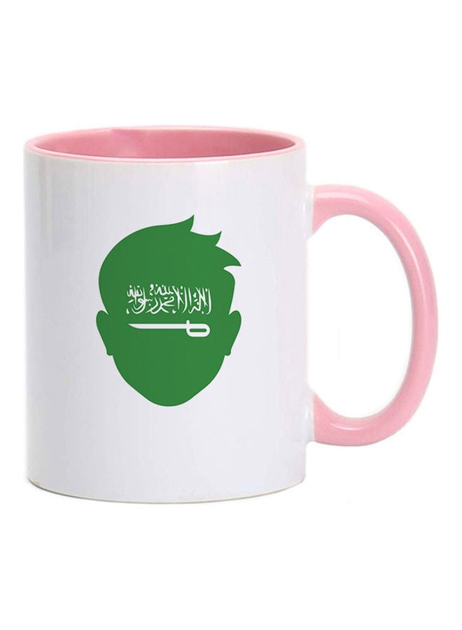 MEC Saudi Flag Art For National Day Mug White/Pink