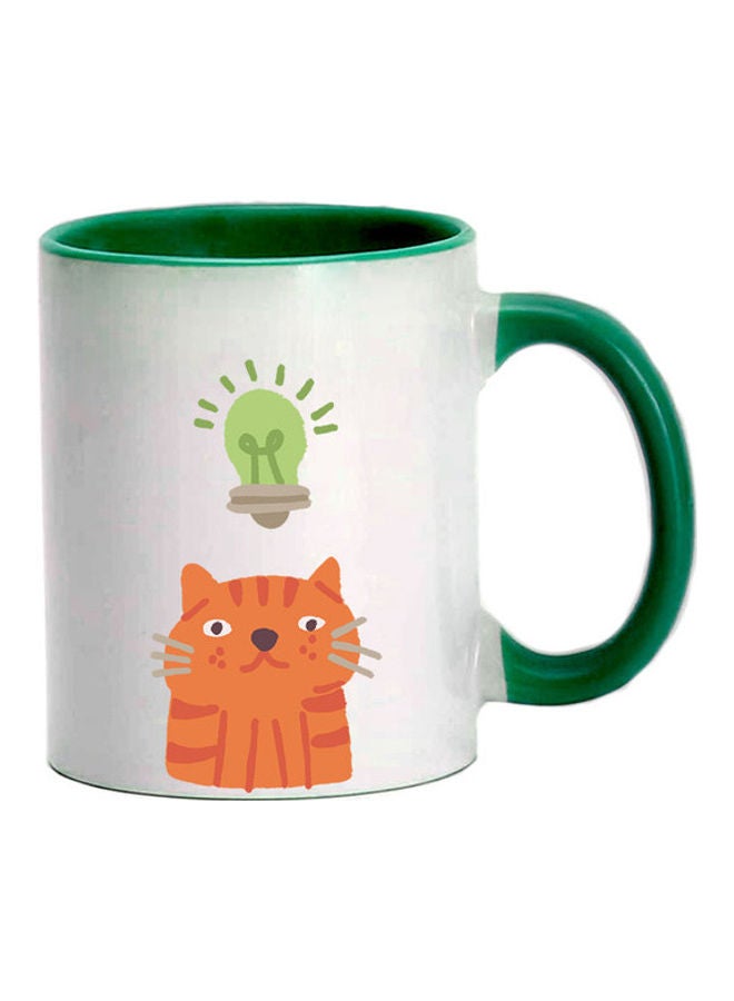 إم إي سي مج مطبوع عليه صورة توضيحية لفكرة القط أخضر داكن