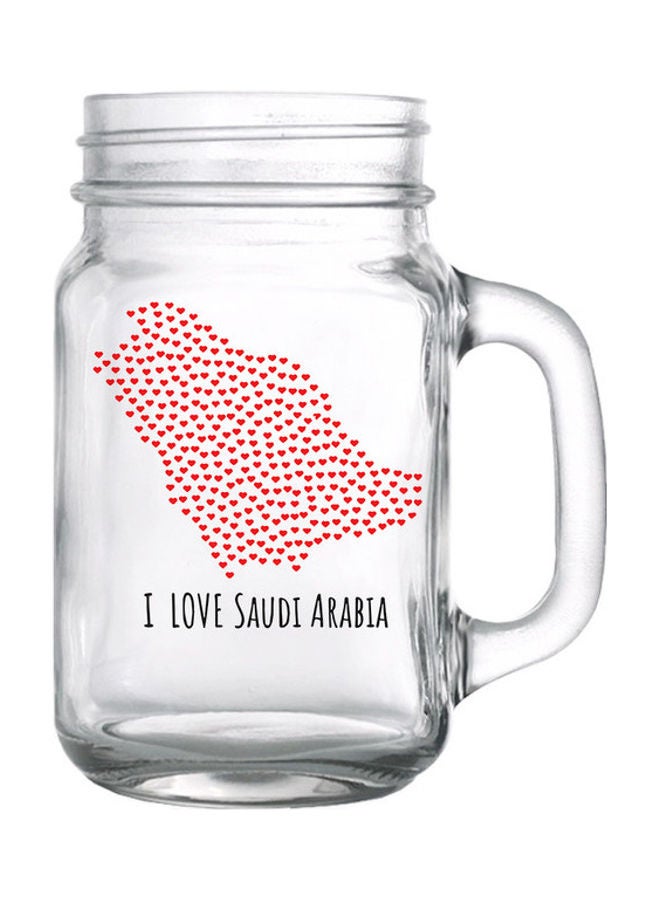 إم إي سي كوب مطبوع عليه عبارة "I Love Saudi Arabia National Day" شفاف