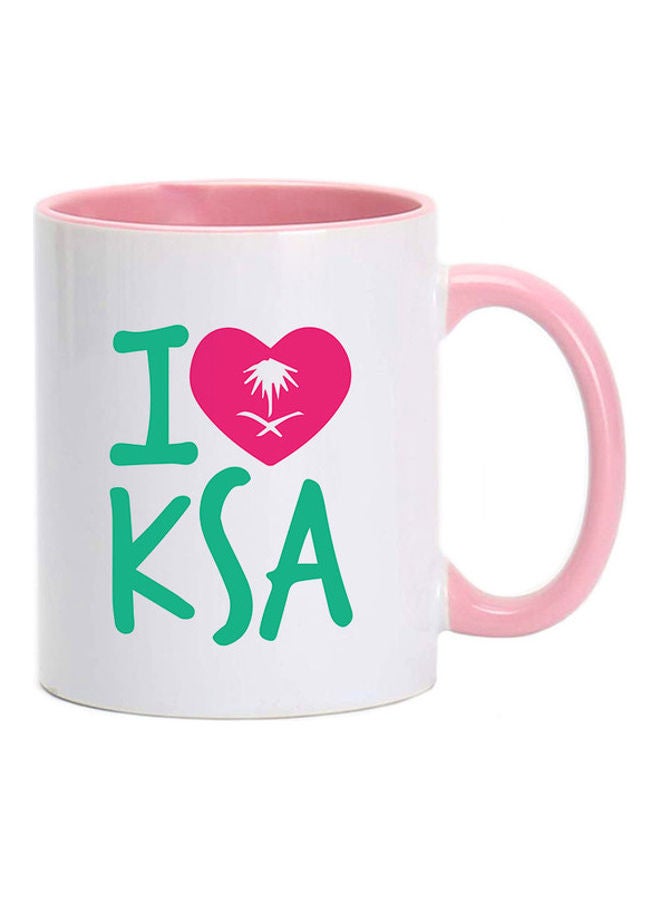 إم إي سي مج مطبوع عليه عبارة I Love KSA Saudi National Day" وردي