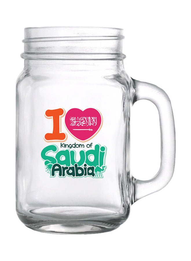 إم إي سي مج مطبوع عليه عبارة "I Love Kingdom of Saudi Arabia" للإحتفال باليوم الوطني شفاف