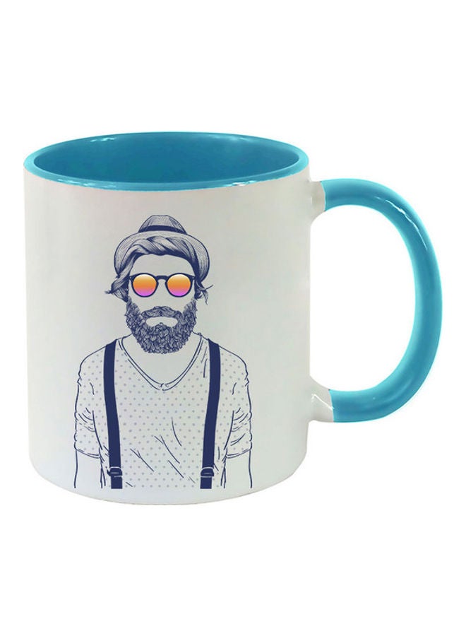 إم إي سي مج بطبعة لحية طويلة بنمط هيبستر أزرق فاتح