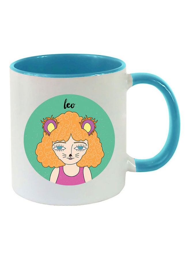 MEC Zodiac Sign Illustration Leo Printed Mug Light Blue