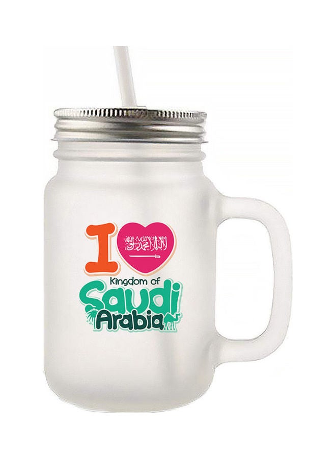 إم إي سي كوب بلوري بطبعة عبارة "I Love Kingdom Of Saudi Arabia" شفاف