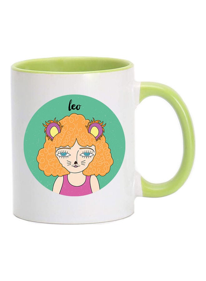 إم إي سي Zodiac Sign Illustration Leo Printed Mug Green