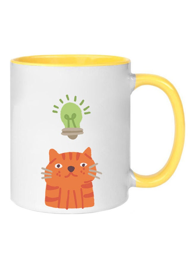 MEC Idea Cat Illustration Art Printed Mug Yellow