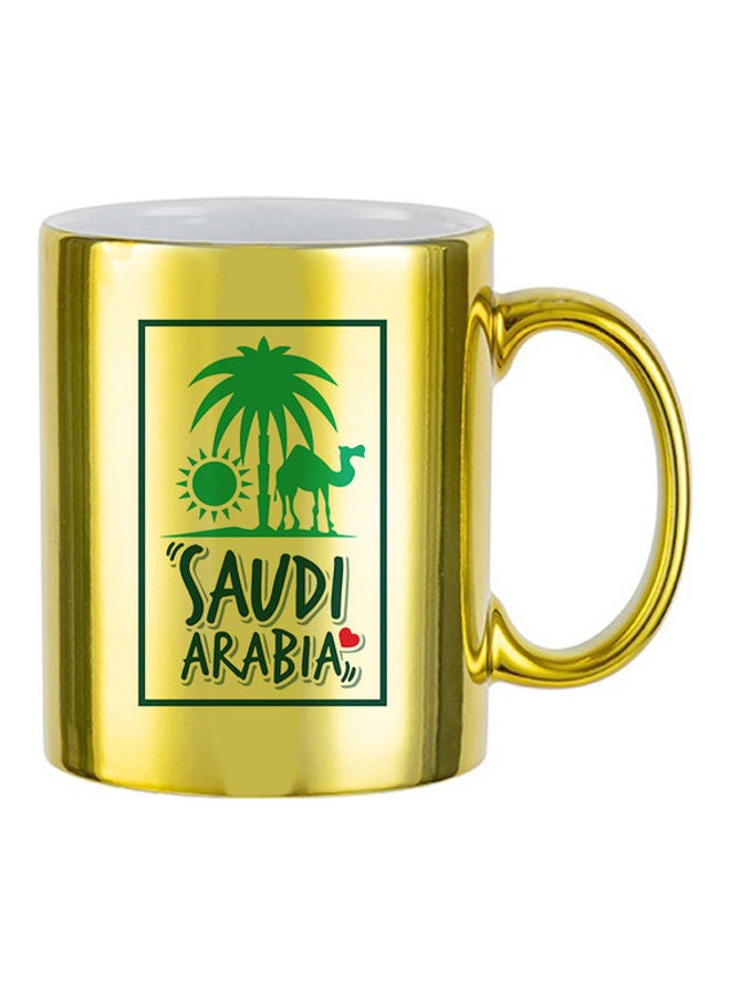 مج بطبعة تعبر عن اليوم الوطني للمملكة العربية السعودية ذهبي