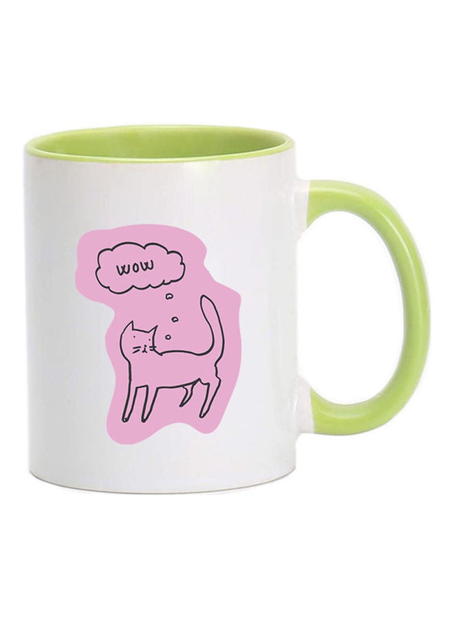 إم إي سي مج مزين بطبعة "Wow Cat Doodle" أخضر