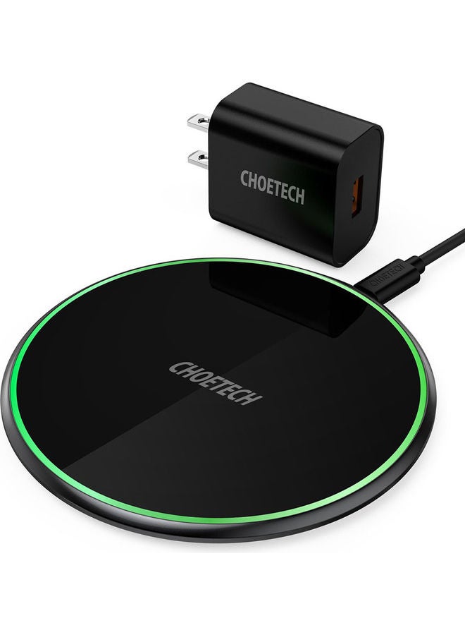 CHOETECH 15W Zinc Alloy Fast Wireless Charging Pad for Apple Iphone 13/12 , Samsung Note/S Series ,Huawei P/Mate Series , LG V/G Series Black - Image 1
