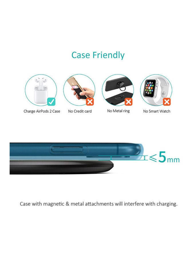 CHOETECH 15W Zinc Alloy Fast Wireless Charging Pad for Apple Iphone 13/12 , Samsung Note/S Series ,Huawei P/Mate Series , LG V/G Series Black - Image 5