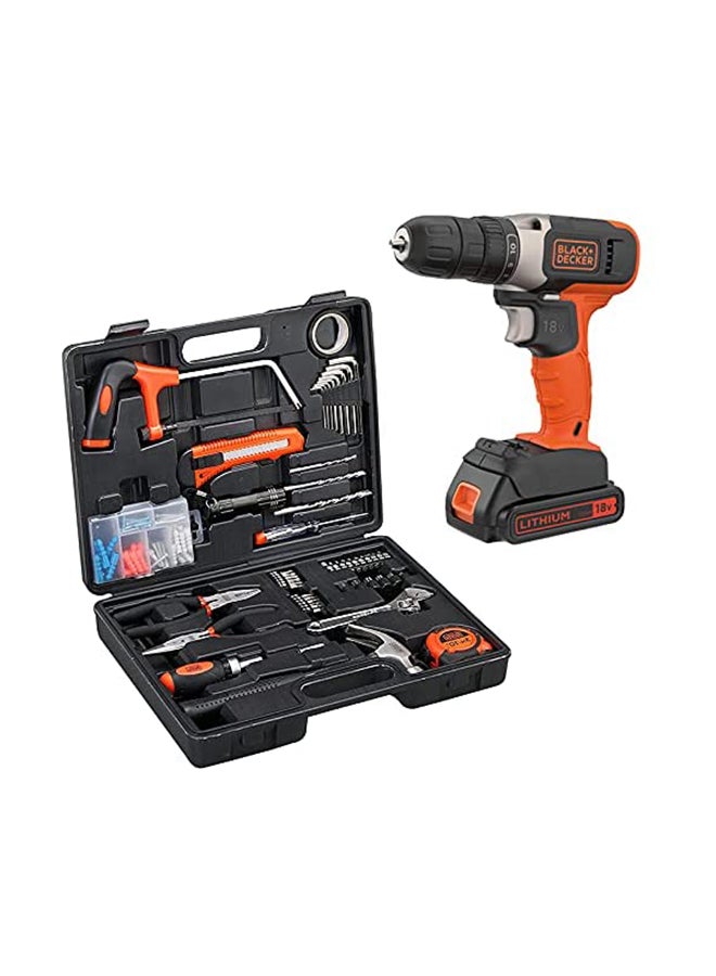 BLACK+DECKER - Cordless Drill Driver with Li-Ion 1.5Ah Battery And Kitbox 18V BCD001C1MEA2-GB Orange/Black 50x65x15cm - Image 1