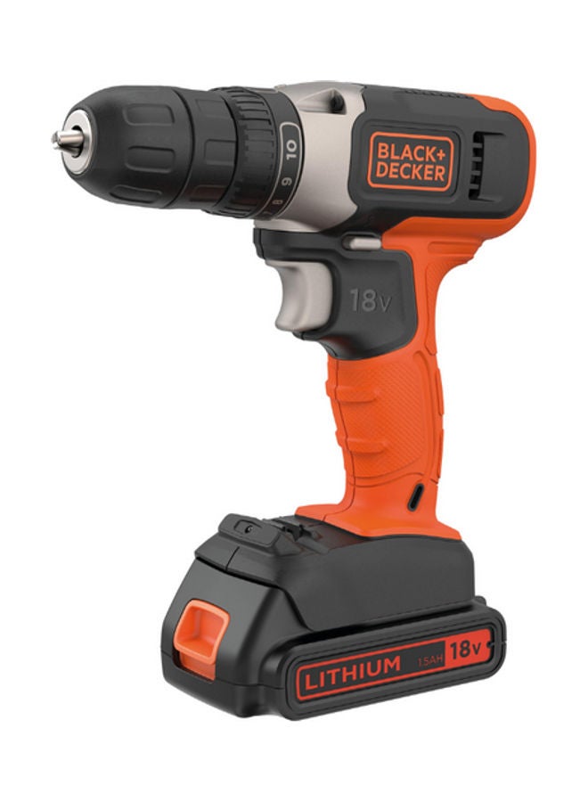 BLACK+DECKER - Cordless Drill Driver with Li-Ion 1.5Ah Battery And Kitbox 18V BCD001C1MEA2-GB Orange/Black 50x65x15cm - Image 1