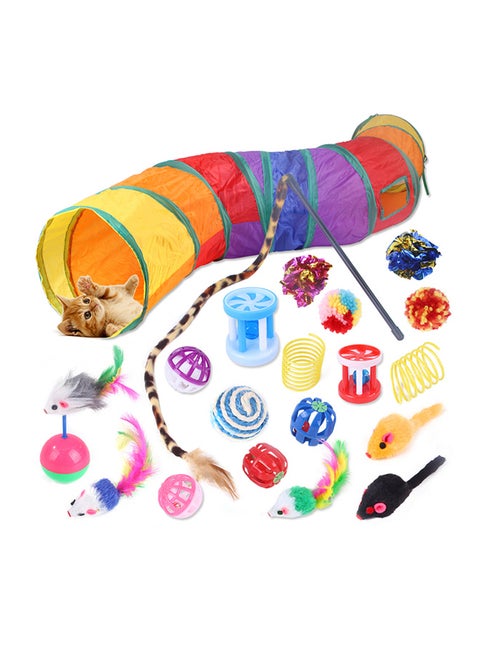 20 Pieces Plush Mouse Pet Toy Set Multicolour 34x32x8cm