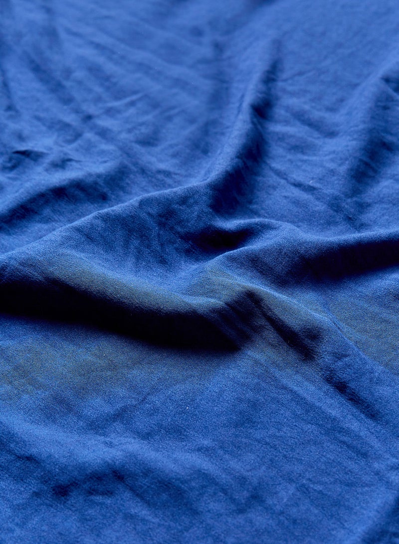Fitted Bedsheet Set Single Size Size Microfiber Material Light Weight Soft Feel Everyday Use 90 GSM 1 Bed Sheet And 2 Pillow Case Navy Blue Color Polyester Navy Blue 120 x 200 + 33cm