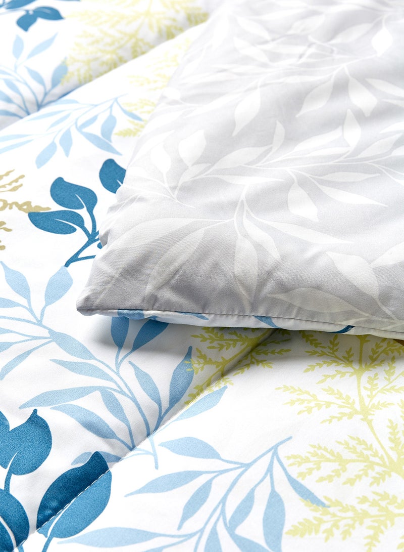 Amal - Comforter Set King Size- All Season Everyday Use Bedding Set Extra Soft Microfiber With 1 Comforter 220 x 240cm+ 2 Pillow Covers 50X75 Cm - White/Blue/Yellow 220 x 240cm Polyester White/Blue/Yellow 220 x 240cm - Image 1