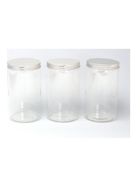 3-Piece Spice Jar Set Clear/Silver 15cm