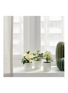 FEJKA Artifi Potted Plant W Pot  Set Of 3  In/Outdoor White 6cm  - Image 2