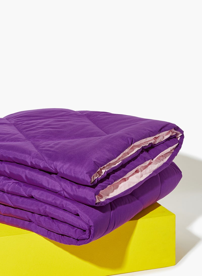 Amal - Comforter Queen Size All Season Everyday Use Bedding Set Extra Soft Microfiber Single Piece Reversible Comforter   Purple/Blush Polyester Purple/Blush - Image 1