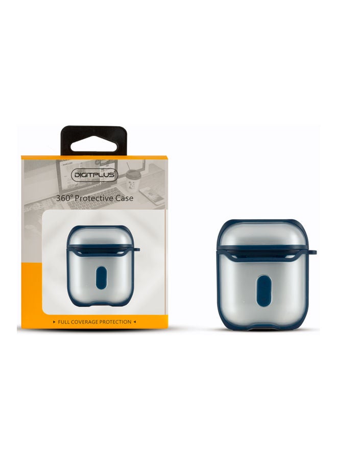 ديجيتبلس غطاء حماية 360 درجة لسماعات أبل آيربودز مع حلقة بقفل زنبركي أزرق/ أبيض - Image 2