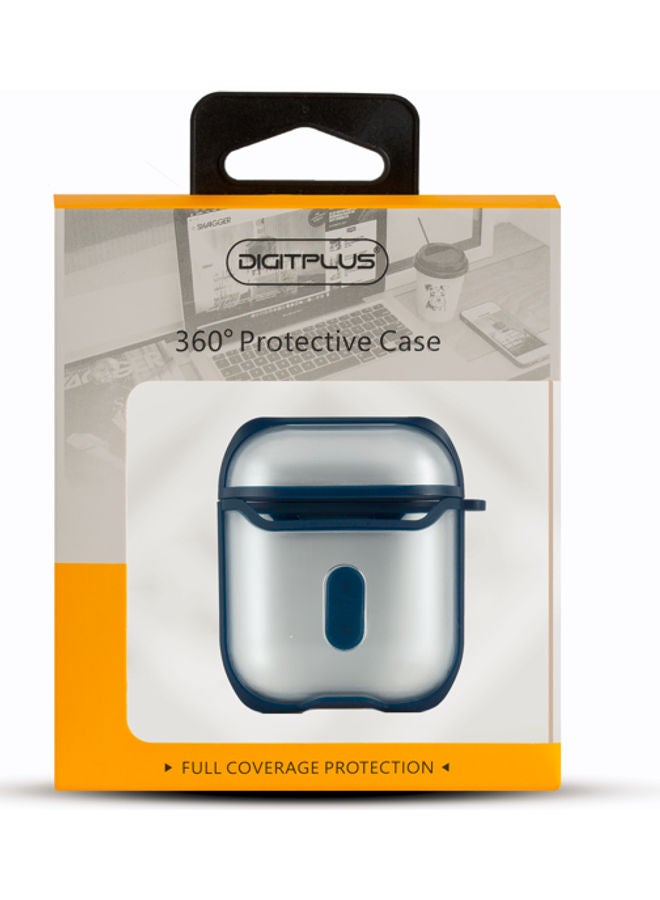 ديجيتبلس غطاء حماية 360 درجة لسماعات أبل آيربودز مع حلقة بقفل زنبركي أزرق/ أبيض - Image 3