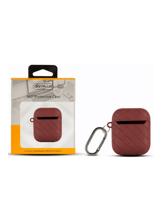 ديجيتبلس غطاء حماية 360 درجة لسماعات أبل آيربودز مع حلقة بقفل زنبركي بورغندي - Image 2