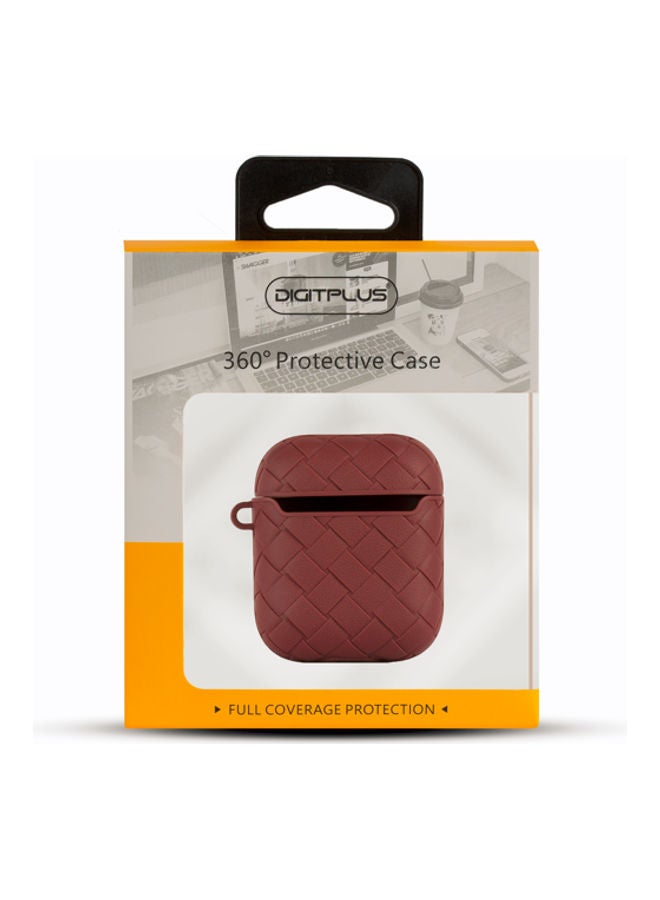 ديجيتبلس غطاء حماية 360 درجة لسماعات أبل آيربودز مع حلقة بقفل زنبركي بورغندي - Image 3