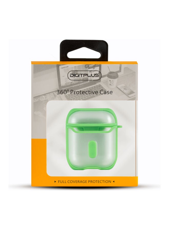 ديجيتبلس غطاء حماية 360 درجة لسماعات أبل آيربودز مع حلقة بقفل زنبركي أخضر/ أبيض - Image 3