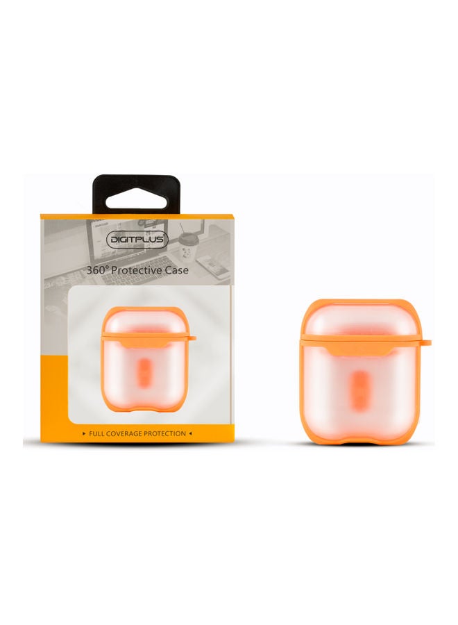 Digitplus - 360-Degree Protective Cover For Apple AirPods With Carabiner Orange/White - Image 1
