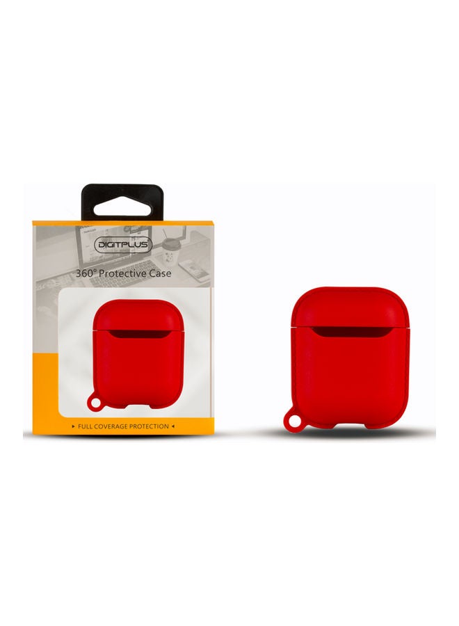 ديجيتبلس غطاء حماية 360 درجة لسماعات أبل آيربودز مع حلقة بقفل زنبركي أحمر - Image 2