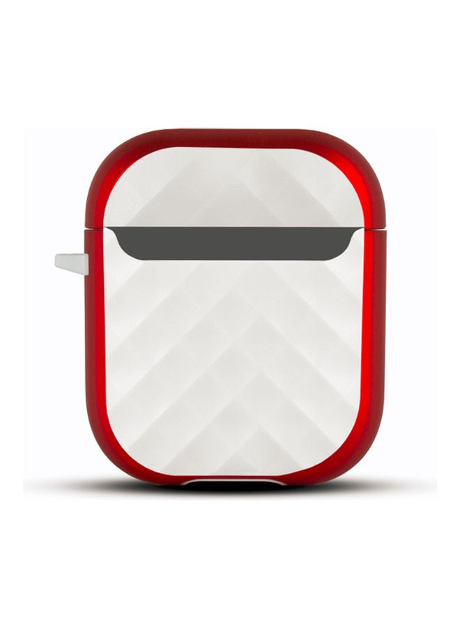 ديجيتبلس غطاء حماية 360 درجة لسماعات أبل آيربودز مع حلقة بقفل زنبركي أبيض/أحمر - Image 1