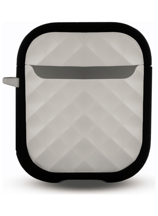 Digitplus - 360-Degree Protective Cover For Apple AirPods With Carabiner White/Black - Image 1