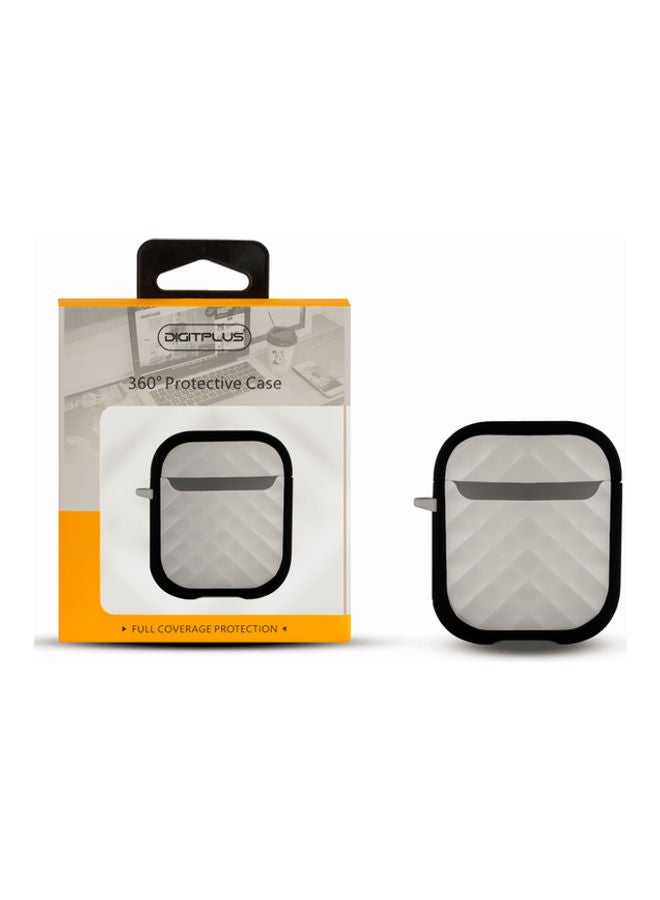 Digitplus - 360-Degree Protective Cover For Apple AirPods With Carabiner White/Black - Image 1