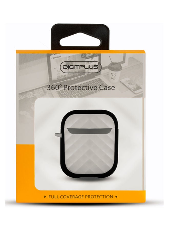 Digitplus - 360-Degree Protective Cover For Apple AirPods With Carabiner White/Black - Image 1