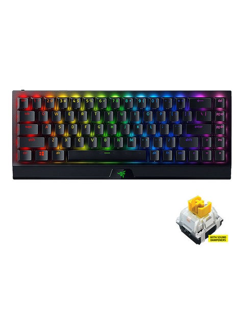 Razer Blackwidow V3 Mini Hyperspeed 65% Wireless Mechanical Gaming Keyboard, Hyperspeed Wireless Technology, Yellow Mechanical Switches, Linear & Silent, Doubleshot Abs Keycaps, 200Hrs Battery Life